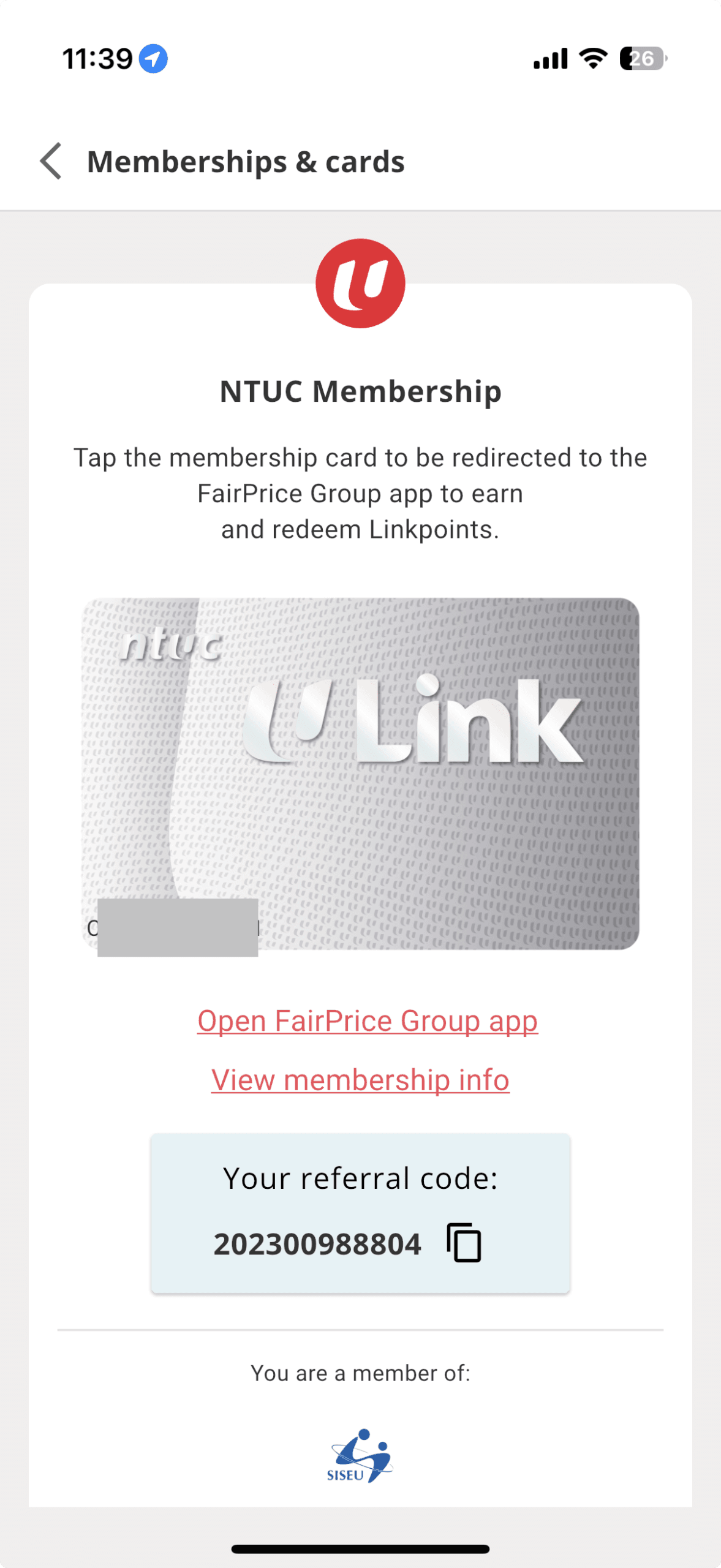 My NTUC Actual Membership & Referral